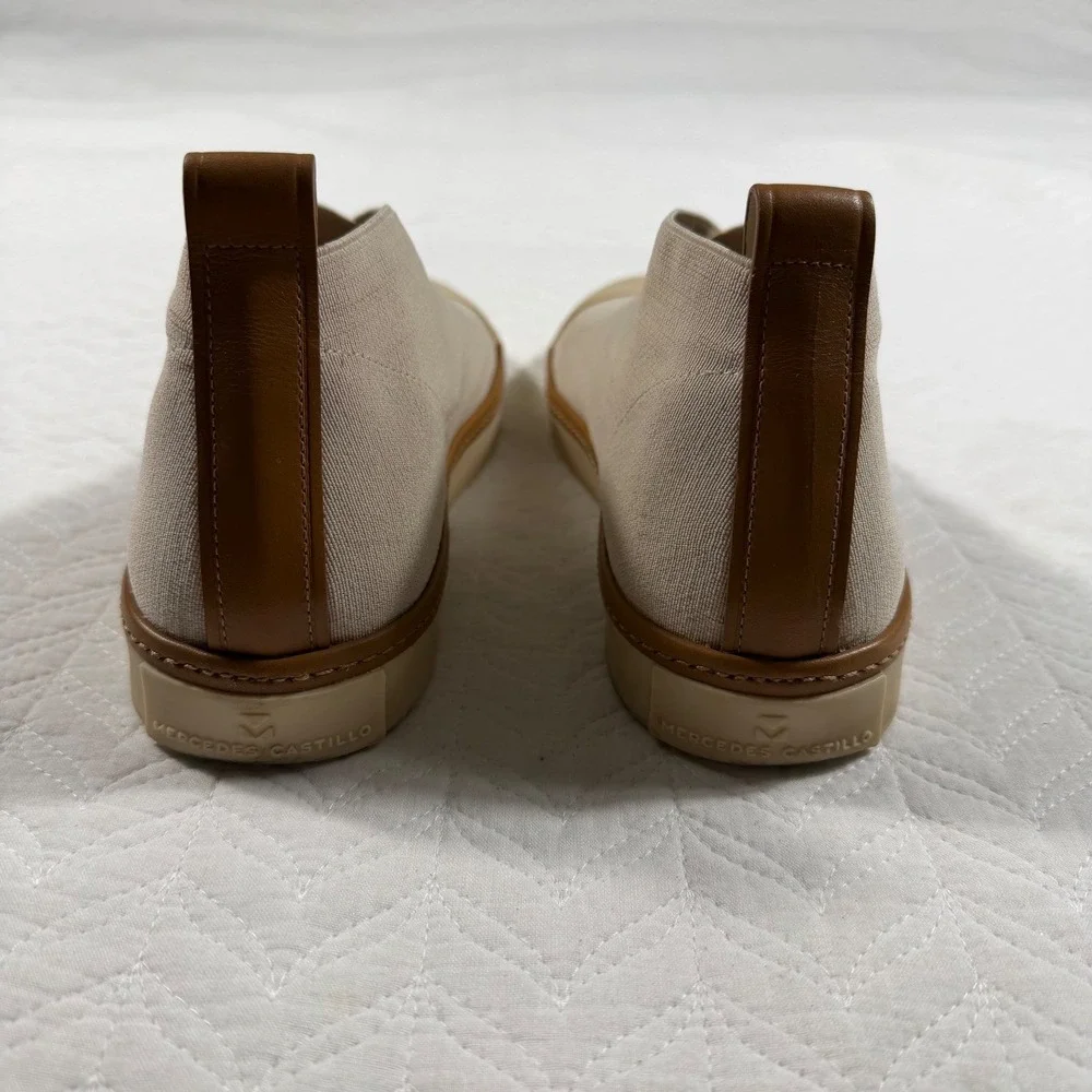 Mercedes‎ Castillo Thana Beige Stretch Slip On VCut Sneakers Brazil WMN 9.5 39.5